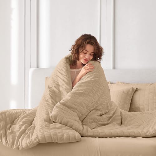 MUXHOMO 5 Pieces Twin XL Comforter Set, Seersucker Bed in a Bag Twin XL Size - Image 6