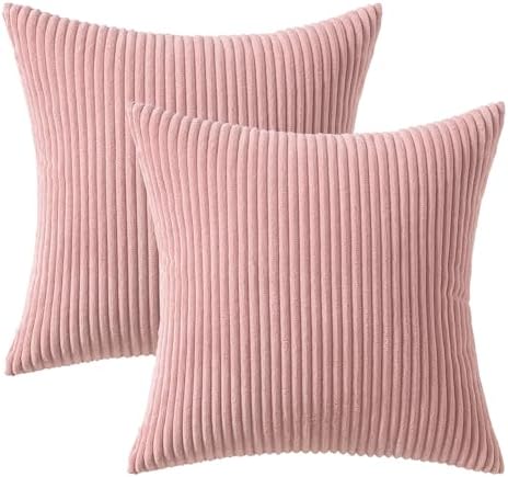 MIULEE Euro Corduroy Throw Pillow Covers Set of 2 24x24 Blush Pink - Image 6