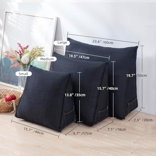 Triangular Reading Pillow with Side Pocket, Backrest Support Cushion - Image 5
