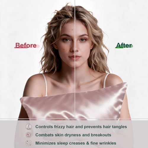 LYSHIN Pink Silk Pillowcases 2 Pack Queen Size - Image 4