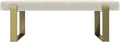 VANT Upholstered Bed Bench - Micro Suede Neutral Sand - Burnished Brass - Contemporary Modern, Bedroom Bench Seat, Hallway, or Entryway