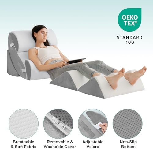Hansleep Bed Wedge Pillow Set for After Surgery 6P, Reading Pillows - Image 4