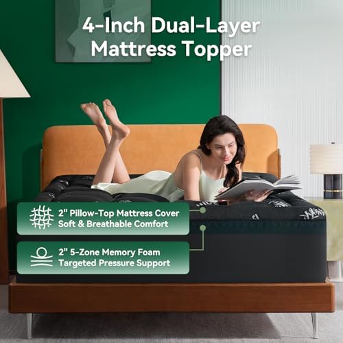 Full 4-Inch 2-in-1 Cooling Memory Foam Mattress Topper - Image 2
