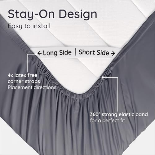 Bambaw 100% Viscose Derived from Bamboo Queen Size Fitted Sheet, Deep Pocket - Image 6