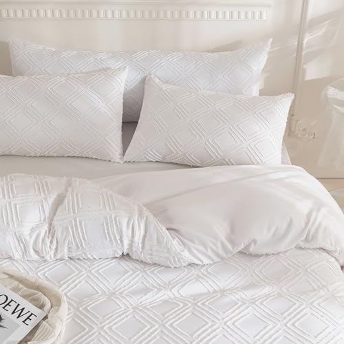 JELLYMONI Bright White Grid Tufted Pillowcases Standard Size - Image 6