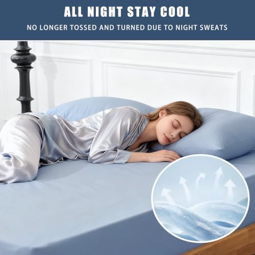 TELUS Cooling Pillowcases for Hot Sleepers Queen Size 2-Pack, Silky Soft - Image 6