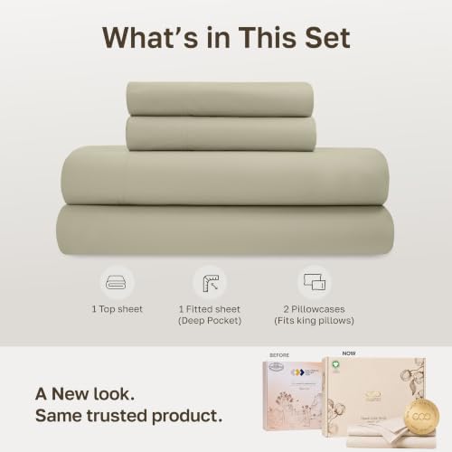 California Design Den 100% Organic Cotton King Size Bedsheets, Soft Taupe - Image 3