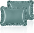Homiest Sage Green Ruffle Satin Pillowcase Set of 2 by Homiest