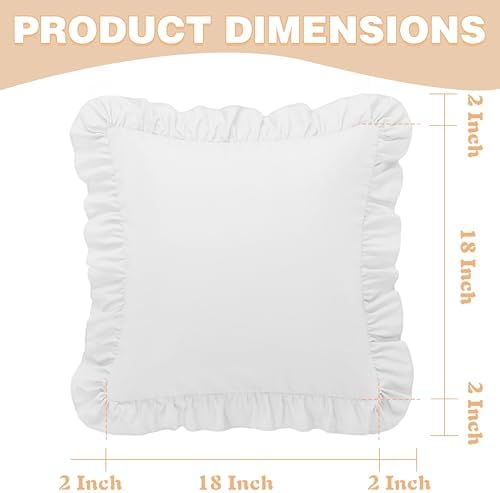 KKJIAF 2 Pack Ruffle Pillow Cases 18x18 Inches - Image 3