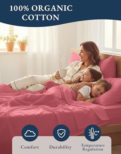 LANE LINEN Queen Sheets 100% Organic Cotton Percale Cooling - Image 6