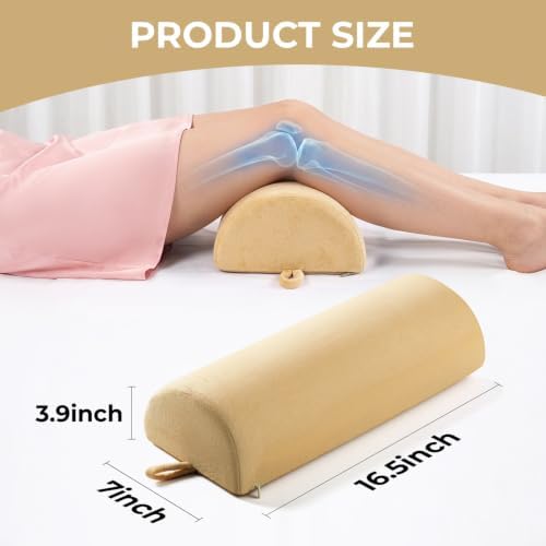 Knee Pillow for Back Sleeping, Half Moon Bolster Pillow for Legs, Memory Foam - Image 4