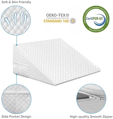 OAISZ Wedge Pillow for Sleep Apnea, 12-Inch Memory Foam Top - Image 5