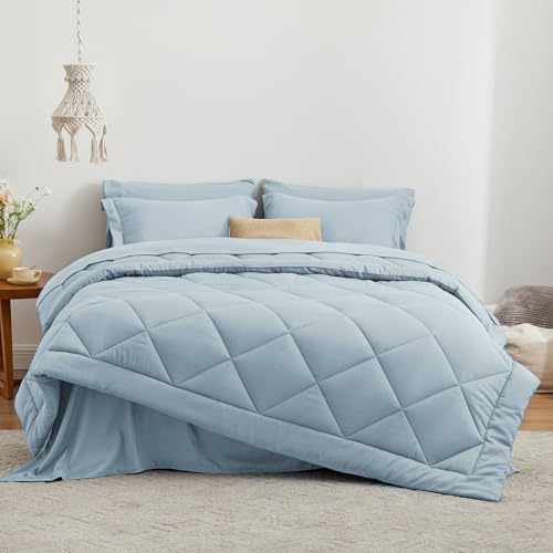 Love's cabin Full Comforter Set Light Blue, 7 Pieces Full Bed in a Bag - Image 2