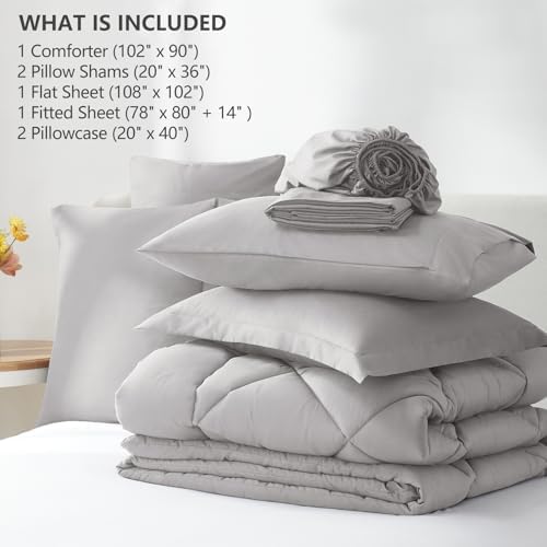 CozyLux King Comforter Set 102"x90" French Grey - Image 6