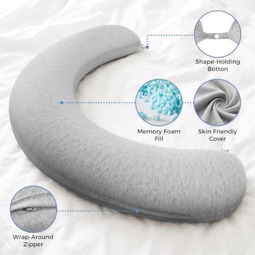SweetSlubr Body Pillow, Memory Foam Pregnancy Pillow Leg Pillow 47.2x9.8in - Image 4
