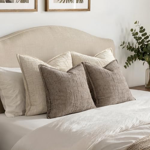 MIULEE Slubby Textured Decorative Euro Pillow Covers Taupe Grey 22x22 - Image 5