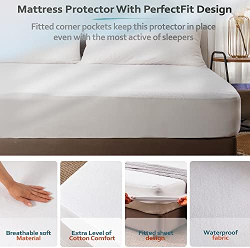 PlushDeluxe Waterproof Full Mattress Protector, Terry Cotton - Image 6
