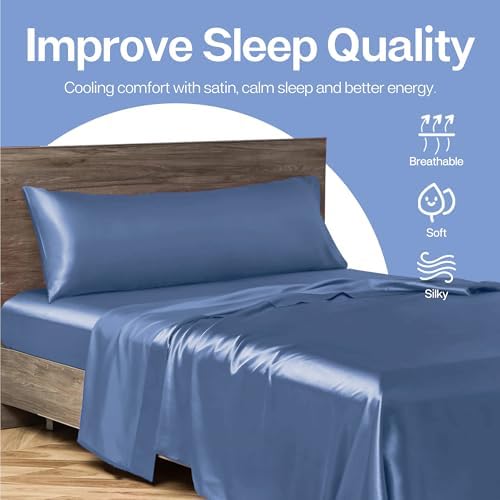 MR&HM Satin Body Pillow case, Sky Blue - Image 6