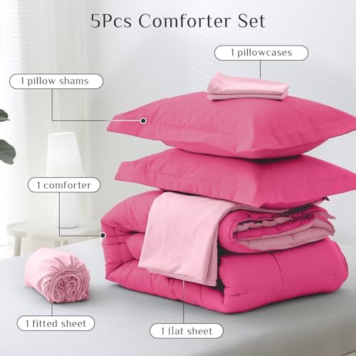 JOLLYVOGUE Twin Comforter Set, Ultra-Soft Bed in a Bag Twin Size 5 Pieces - Image 5