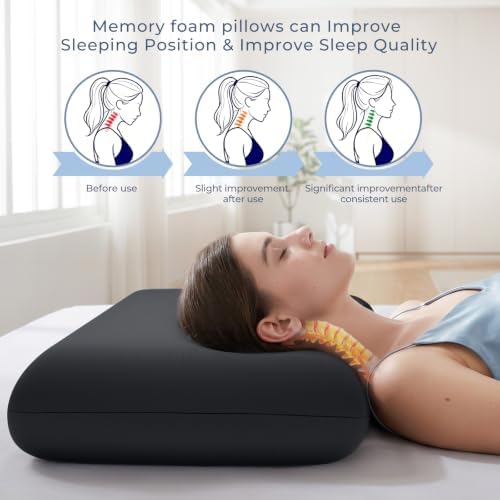 Black Memory Foam Pillows 2 Pack, King Size Slow Rebound Cooling Bed Pillows - Image 5