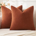MIULEE Fall Rust Chenille Couch Euro Throw Pillow Covers by MIULEE