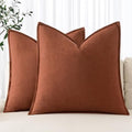 MIULEE Decorative Linen Pillow Covers 20x20 Inch Rust by MIULEE