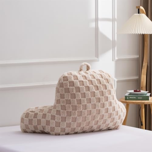 Aimuan Reading Pillow Checkered Bed Rest Wedge Backrest Checkerboard Pillow - Image 2