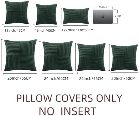 Fancy Homi Set of 2 Dark Green Boho Decorative Throw Pillow Covers 18x18 Inch - Image 7