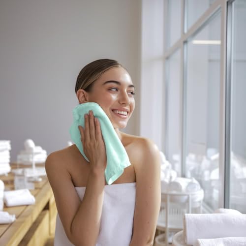 Towel and Linen Mart 100% Cotton - 12 Pack Wash Cloth Set - Flannel Face Cloths, Highly Absorbent and Soft Feel Fingertip Towels (Turquoise, Pack of 12) - Image 2