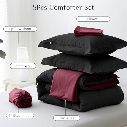 JOLLYVOGUE Twin Comforter Set, Ultra-Soft Bed in a Bag Twin Size 5 Pieces - Image 5