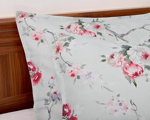 CHUFFED 100% French Linen Pillow Cases Pink Rose Print, Farmhouse Floral Stone - Image 7