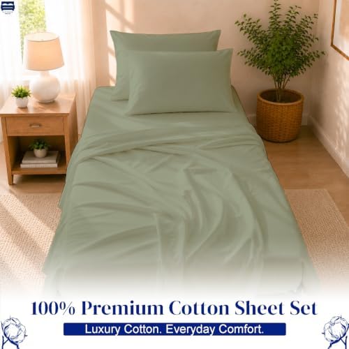 Cottingon 4 PC Cot Sheet Set 30"X75", Egyptian Cotton - Image 2