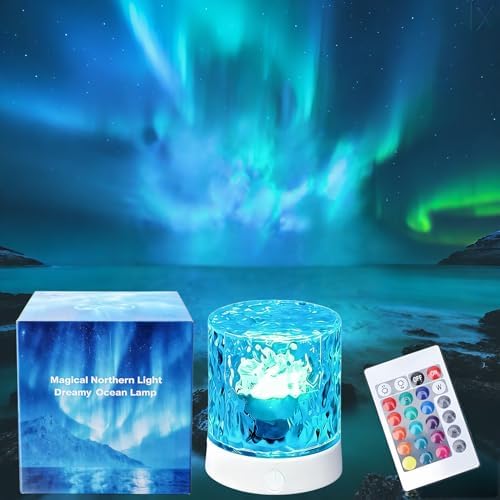 Cordless Northern Aurora Borealis Light Projector for Bedroom-Water Ripple Ocean Wave Projector Light-Shower Lamp-Teen Girl Gifts Trendy Stuff-Shower Mood Light-Bathroom Night Light-Ambient Lighting by DrewCloth