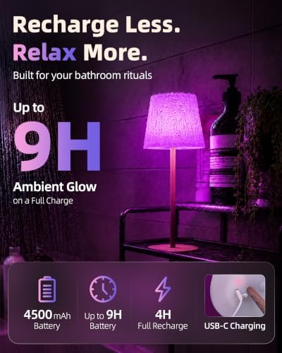 EZVALO Spa-Like RGB Shower Lamp – Waterproof Bathroom Lamp with Remote, Rechargeable Cordless Mood Light, 3 Color Temps & 80 RGB Colors for Relaxing Bathroom & Bathtub Experience (2 Packs) - Image 6