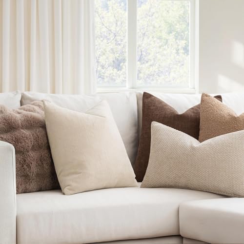 MIULEE Textured Chenille Throw Pillow Covers 22x22 Inch Chocolate Brown - Image 2