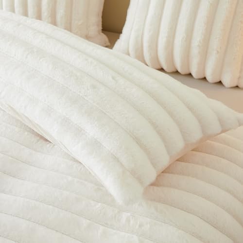 MEGO Body Pillow Cover 20x54, Fluffy Wide Ribbed Faux Rabbit Fur - Image 6