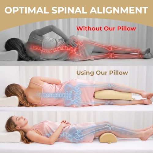 Knee Pillow for Back Sleeping, Half Moon Bolster Pillow for Legs, Memory Foam - Image 5