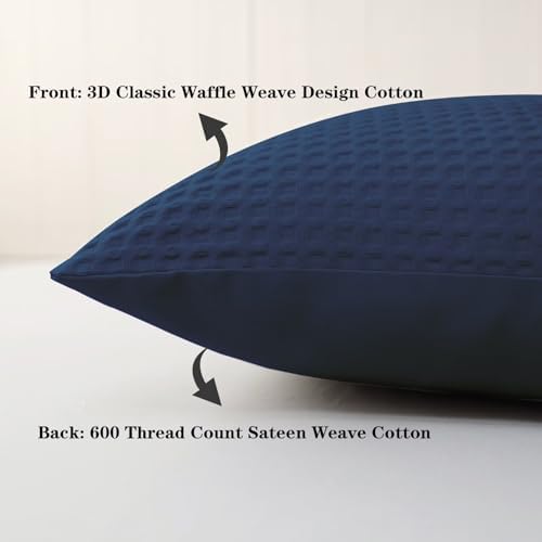 100% Cotton Waffle Pillow Shams Queen Size Set of 2 - Image 5