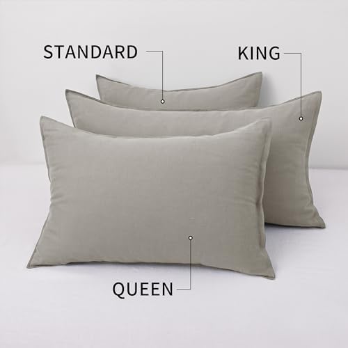 CHUFFED 100% French Linen Pillow Cases Queen Size Set of 2, Stone Washed Flax - Image 5