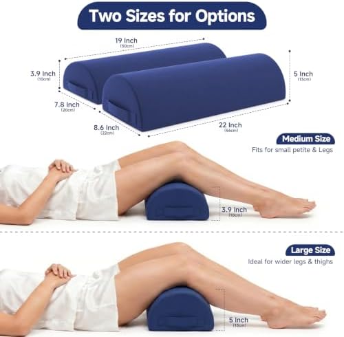 Knee Pillow for Back Sleeping, Cooling Cover Bolster Pillow for Legs, Memory - Image 4