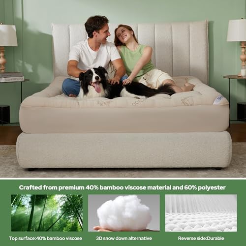 BEDLORE California King Mattress Topper, Thick Pillow Top Mattress Pad - Image 3