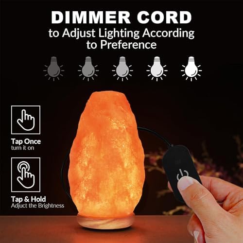 WBM LLC Himalayan Glow Natural Pink Salt Lamp, Crystal Salt Lamp Night Light with (ETL Certified) Brightness Control Dimmer Switch, Wooden Base & Salt Lamps Bulb | 6-8 LBS, Model Number: 1001 - Image 5