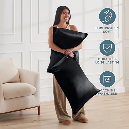 Bare Home Satin Pillowcases Zipper - Image 6