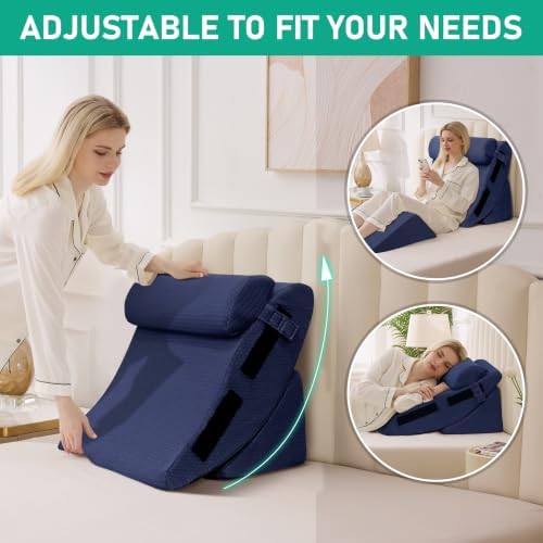4PCS Wedge Pillow Set for After Surgery, Orthopedic Bed Wedge Pillow for Back - Image 4