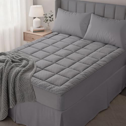 OLANLY Queen Quilted Fitted Mattress Pad, Down Alternative Fill, Dark Grey by OLANLY
