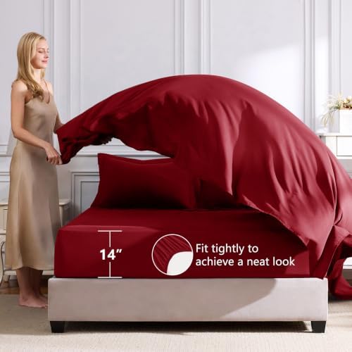 CozyLux King Comforter Set 102"x90" Dark Red - Image 5
