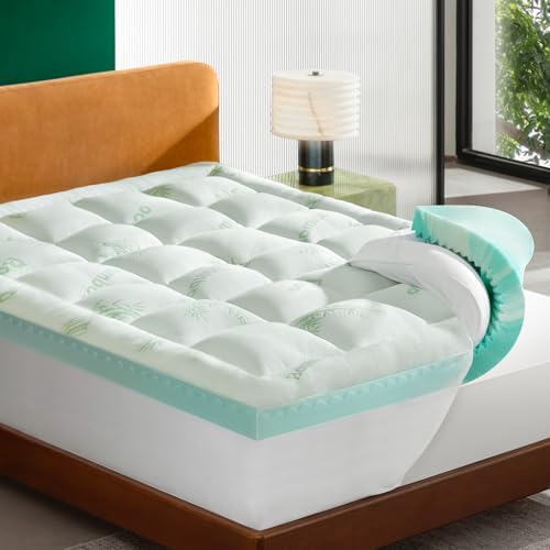 Full 4-Inch 2-in-1 Cooling Memory Foam Mattress Topper by NiceSleepPlusLife