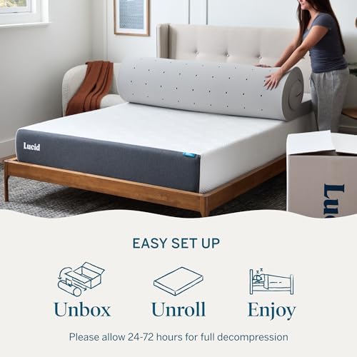 Lucid® 4" Bamboo Charcoal Memory Foam Topper – Extra Thick – Twin - Image 5