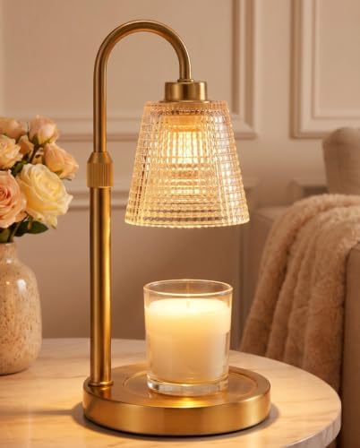 Gold Candle Warmer Lamp with Timer, Dimmable Candle Warmer for Jar Candles, Height Adjustable Wax Melts Warmer, Birthday Gifts for Women Mom, House Warming Gifts New Home Decor by Innqoo