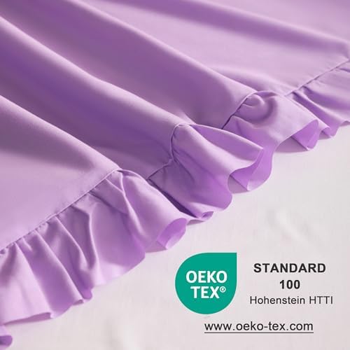 Ruffled Queen Pillow Shams, 2 Pack, 20x30 Inches, Light Purple - Image 5